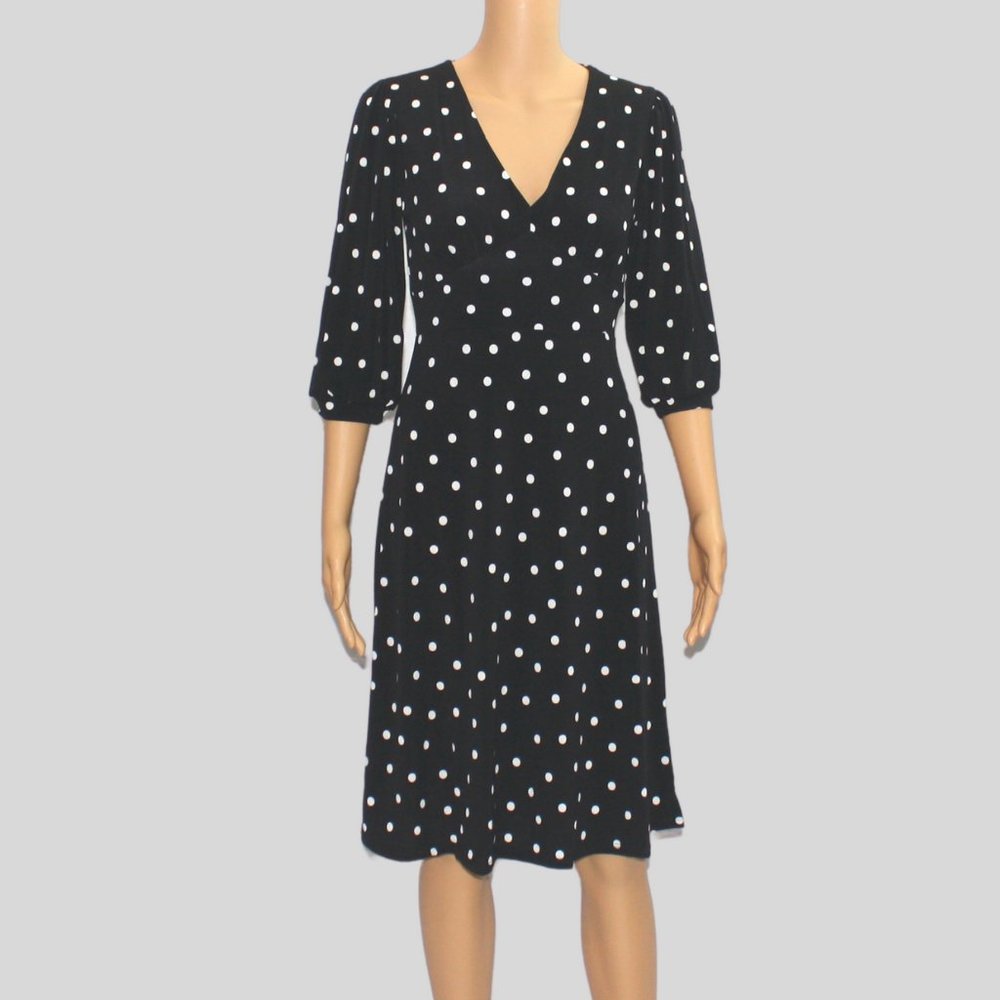 Black Long Sleeve Polka Dot Dress